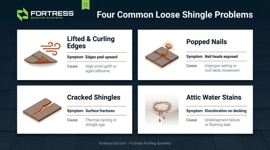 Four common loose shingle problems and their causes chart