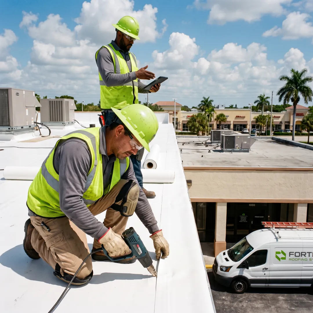 Commercial roof installation in progress