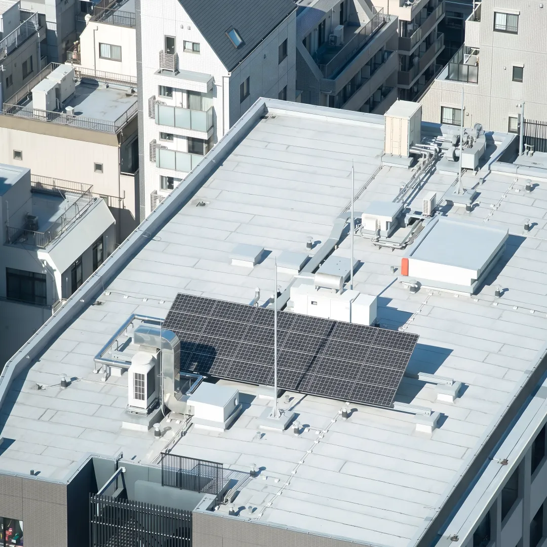 Commercial roof inspection in progress