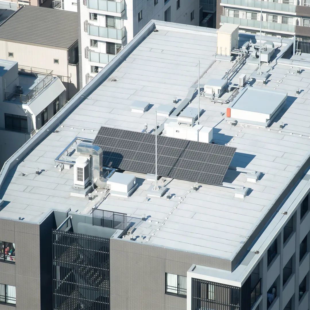 Commercial roof inspection in progress