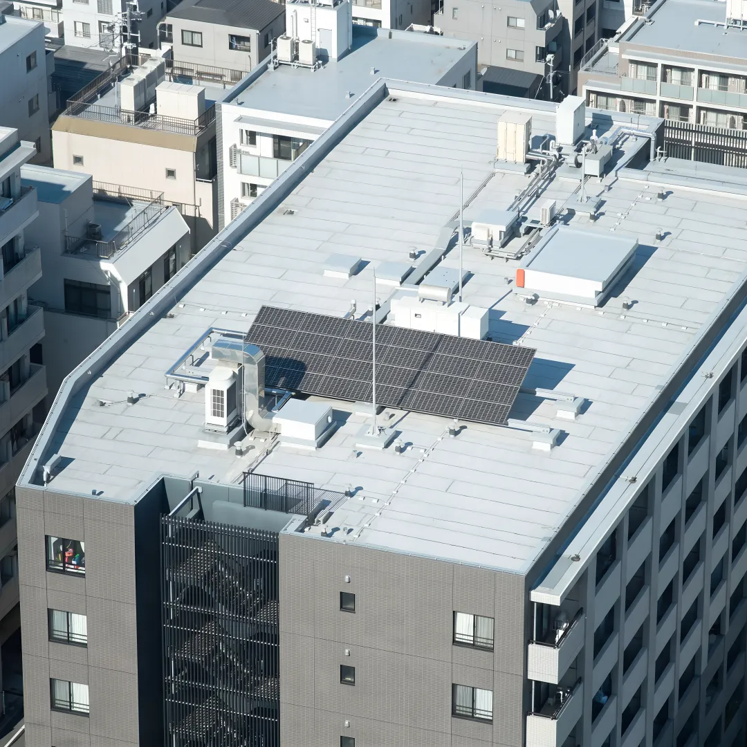Completed flat roof on a commercial building