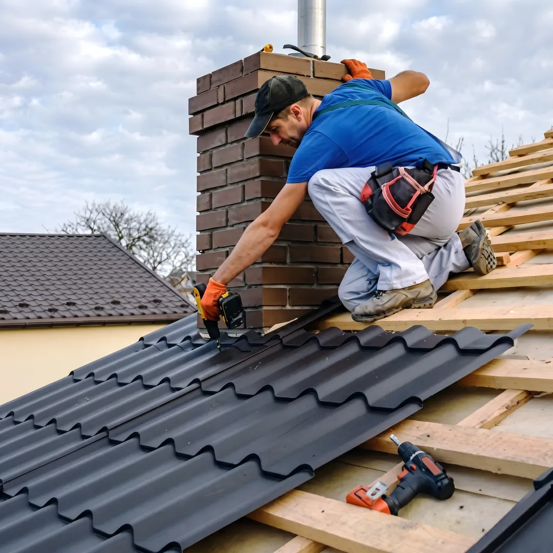Commercial roofer installing a durable roofing system