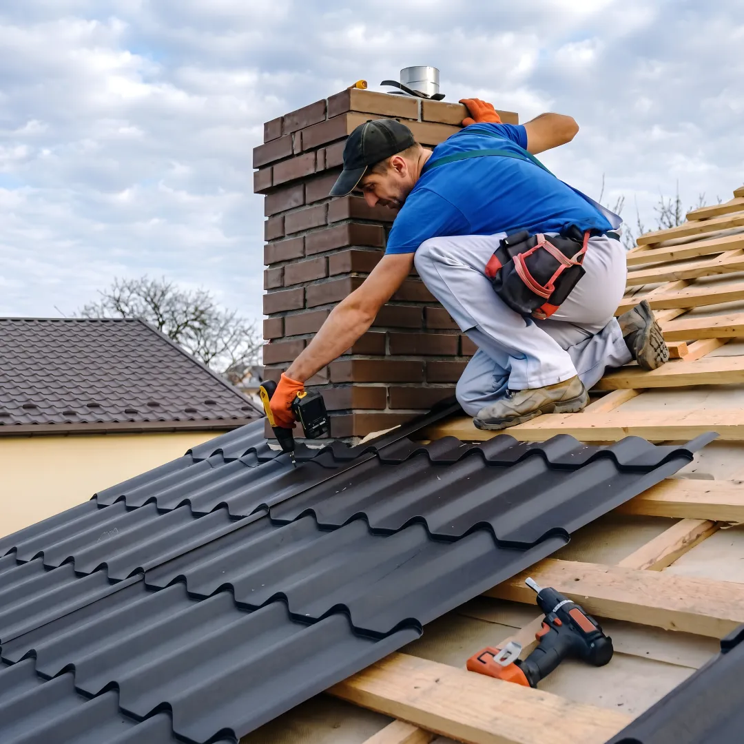 Roofing technician repairing shingles on a South Florida home