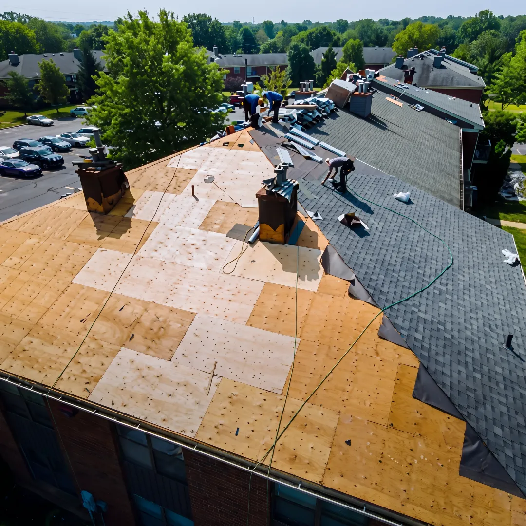 Roofer repairing damaged roof flashing