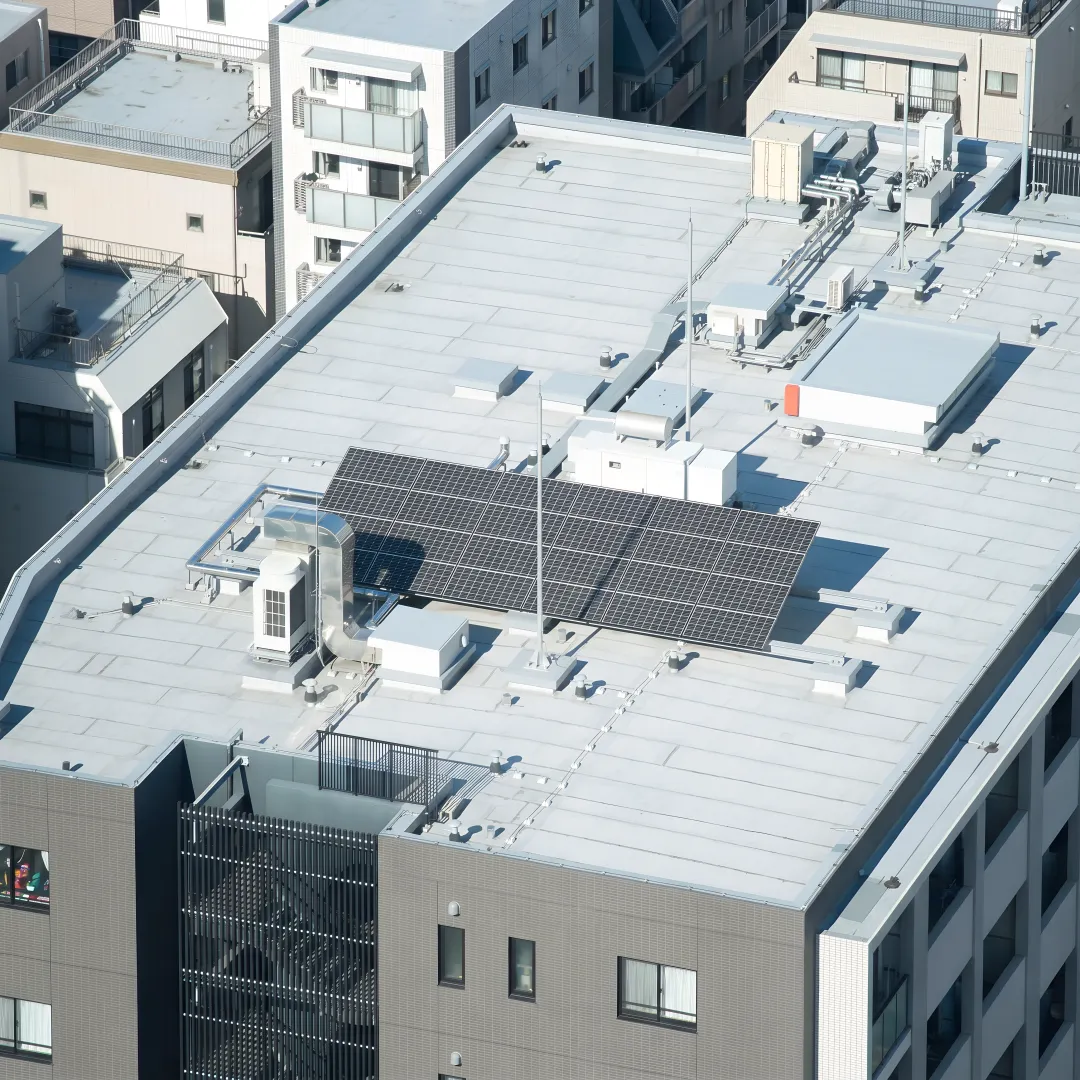White TPO membrane installed on a flat roof