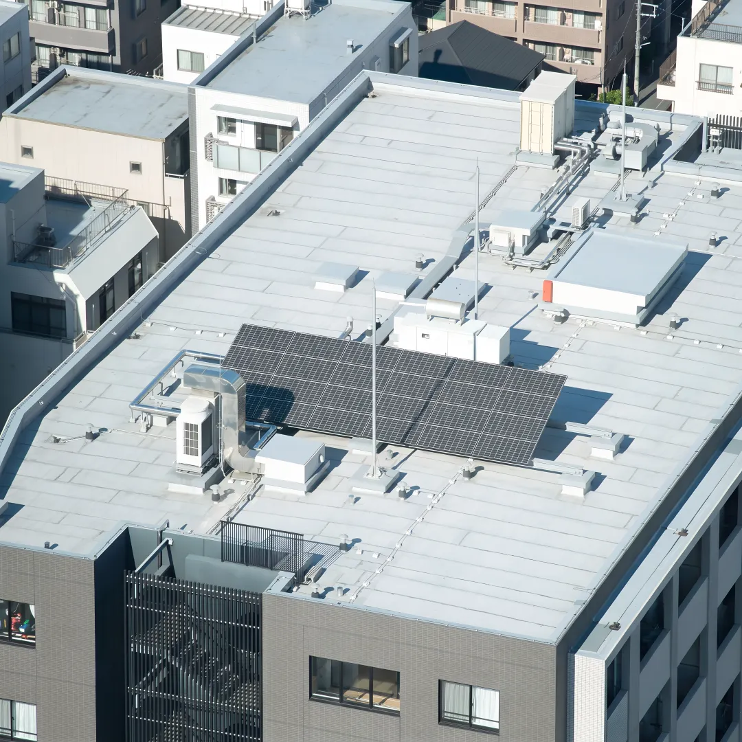 White TPO membrane on a commercial roof