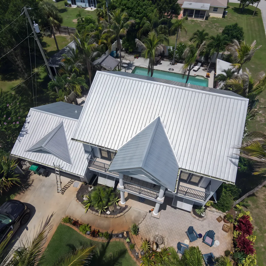 Standing seam roof on coastal home