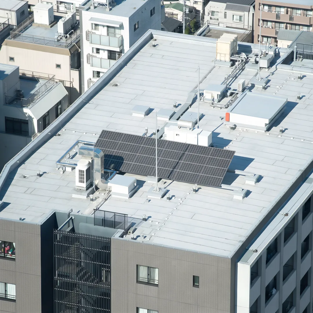 Restored white silicone-coated commercial roof