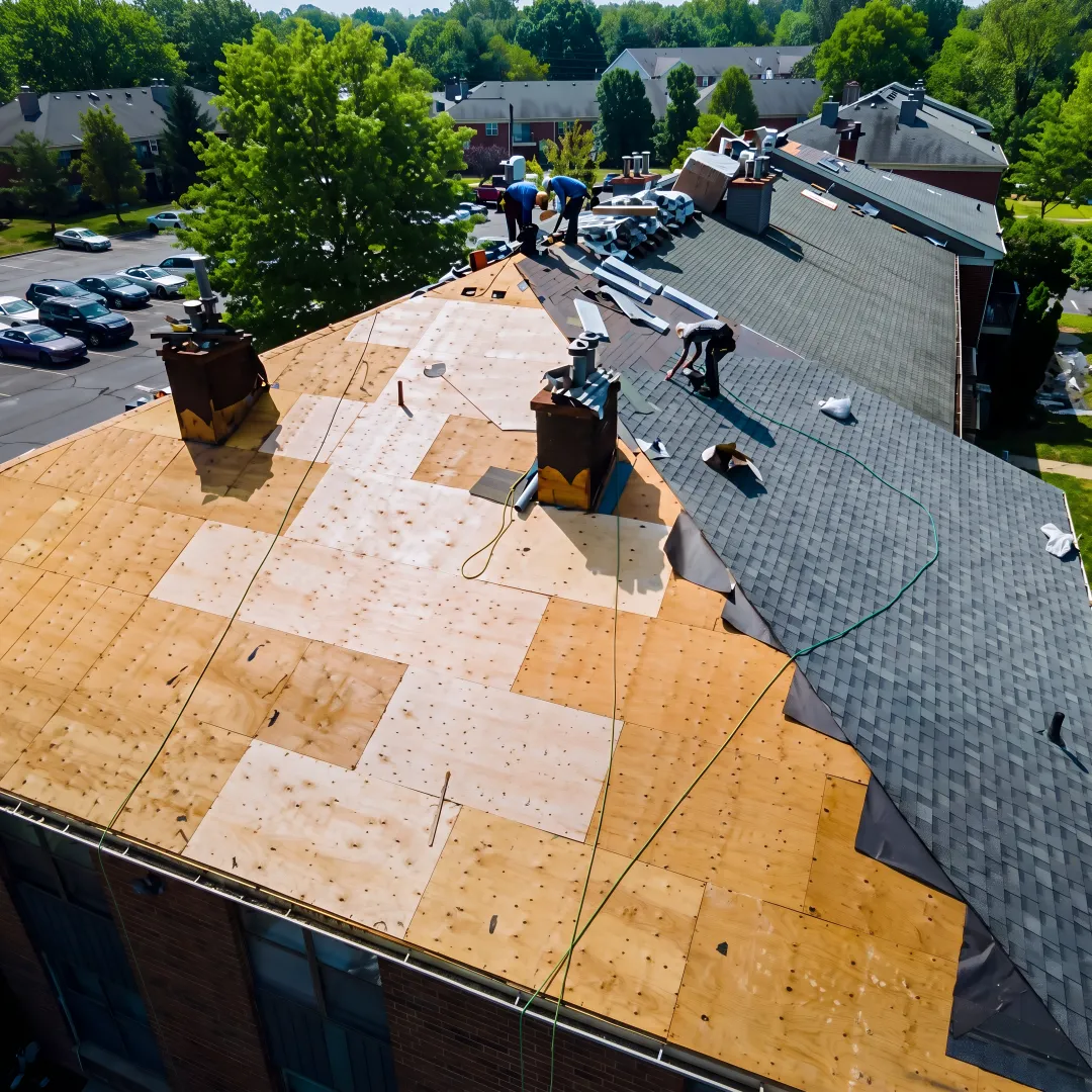 Installer placing roofing materials on a home
