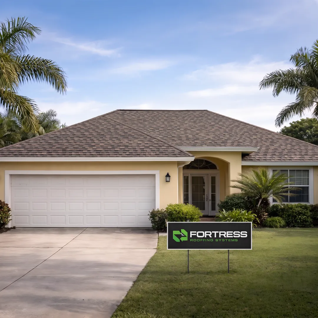 Roofing crew installing shingles on a Florida home