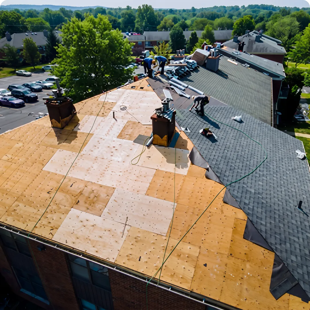 Installer inspecting a newly constructed roof