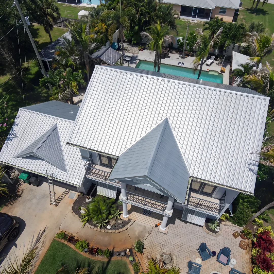 Modern home with a newly installed metal roof