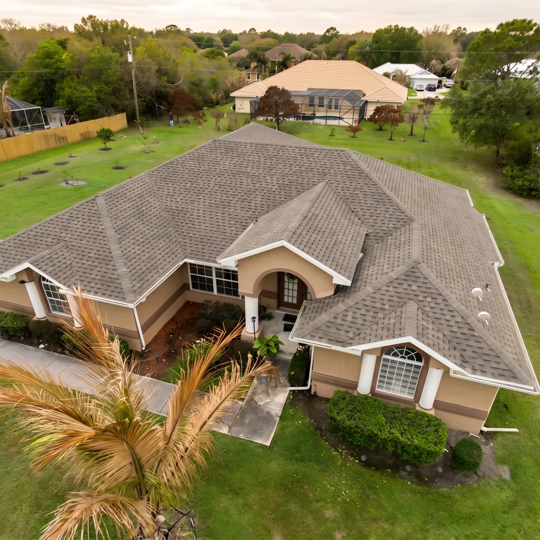 New reflective shingle roof on a home
