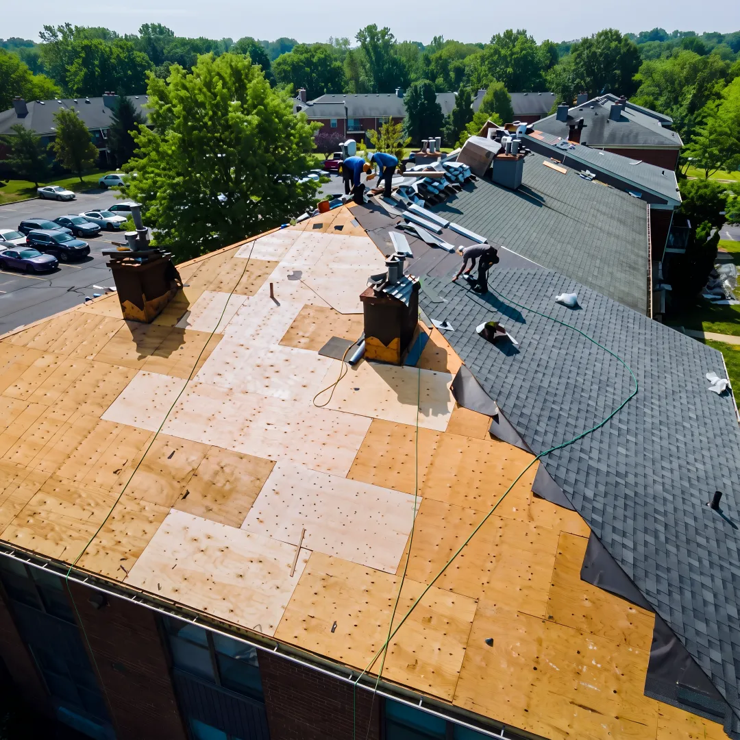 Metal roof seam repair in progress