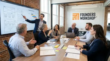 Founders Workshop development team reviewing startup MVP scope and product roadmap