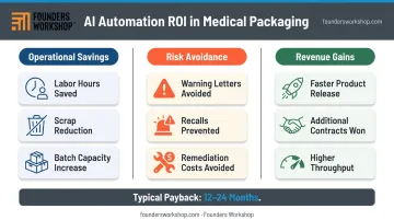 AI automation ROI three-channel breakdown for medical packaging manufacturers