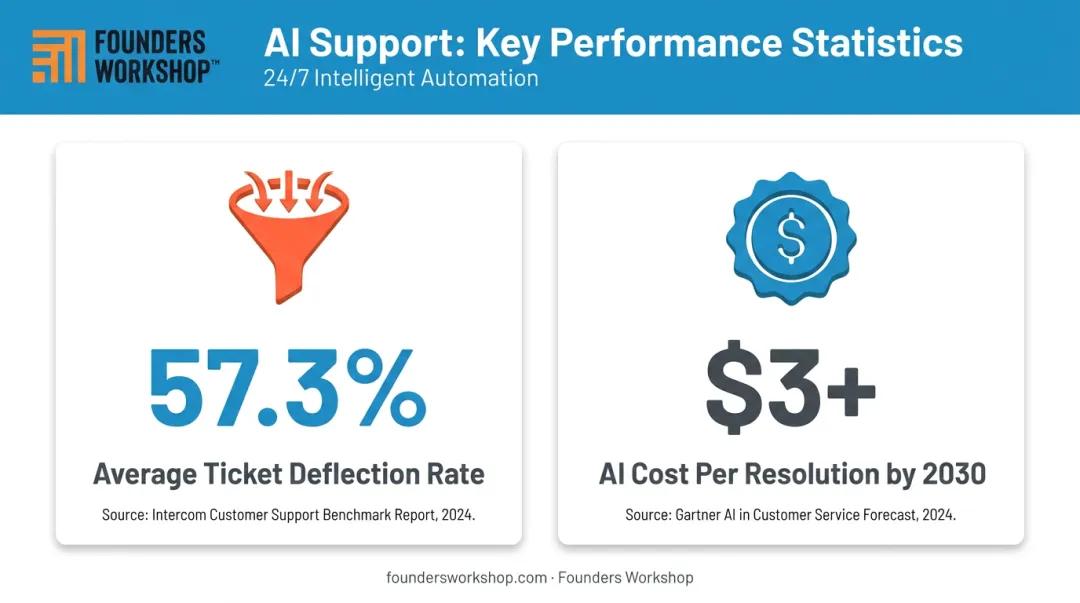 E-commerce chatbot deflection rate and cost savings key statistics infographic