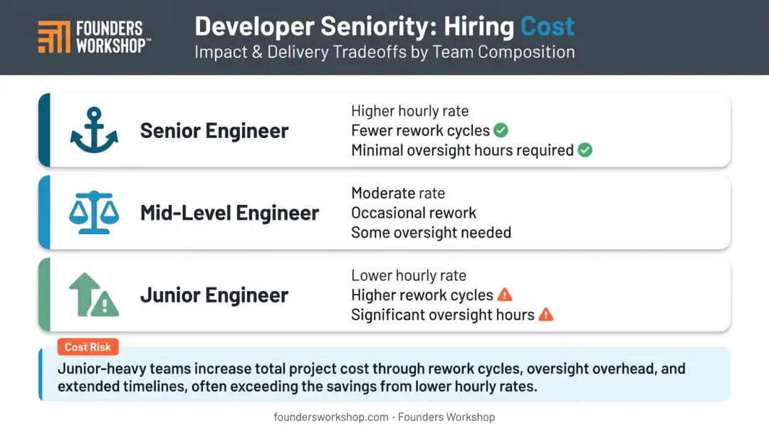 Developer seniority levels and cost impact on long-term software project budgets
