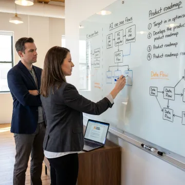 AI consulting team mapping a product roadmap