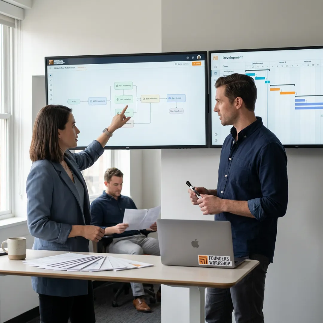 AI automation implementation process on screen
