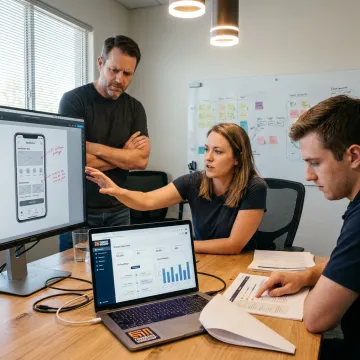 Software team planning a product development process