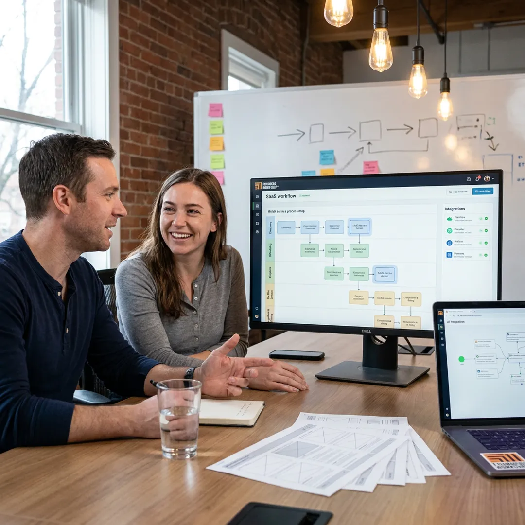Team planning AI automation workflow