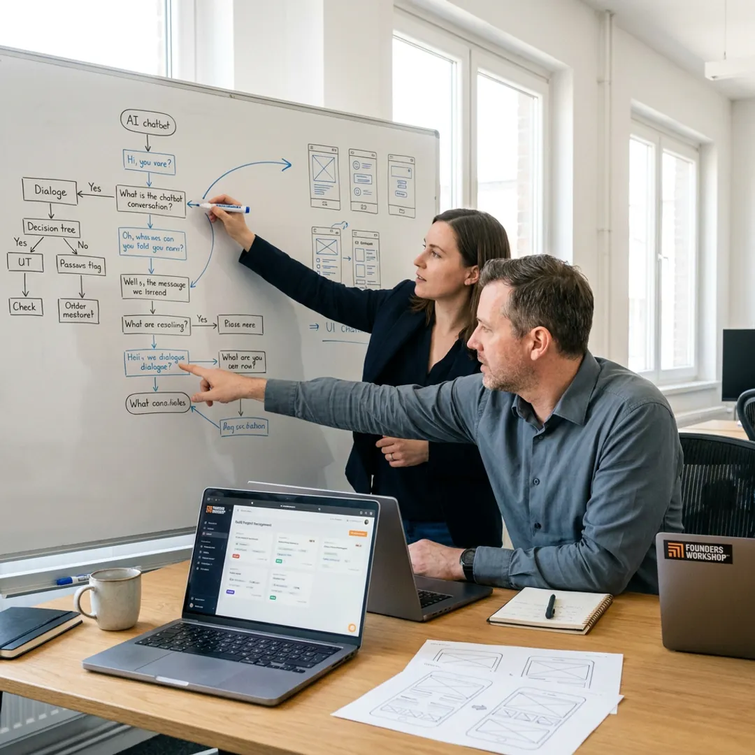 Team planning an AI chatbot workflow