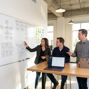 Software development team following a five step process