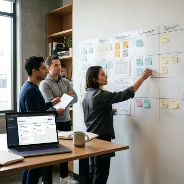 Product team mapping an AI software development process