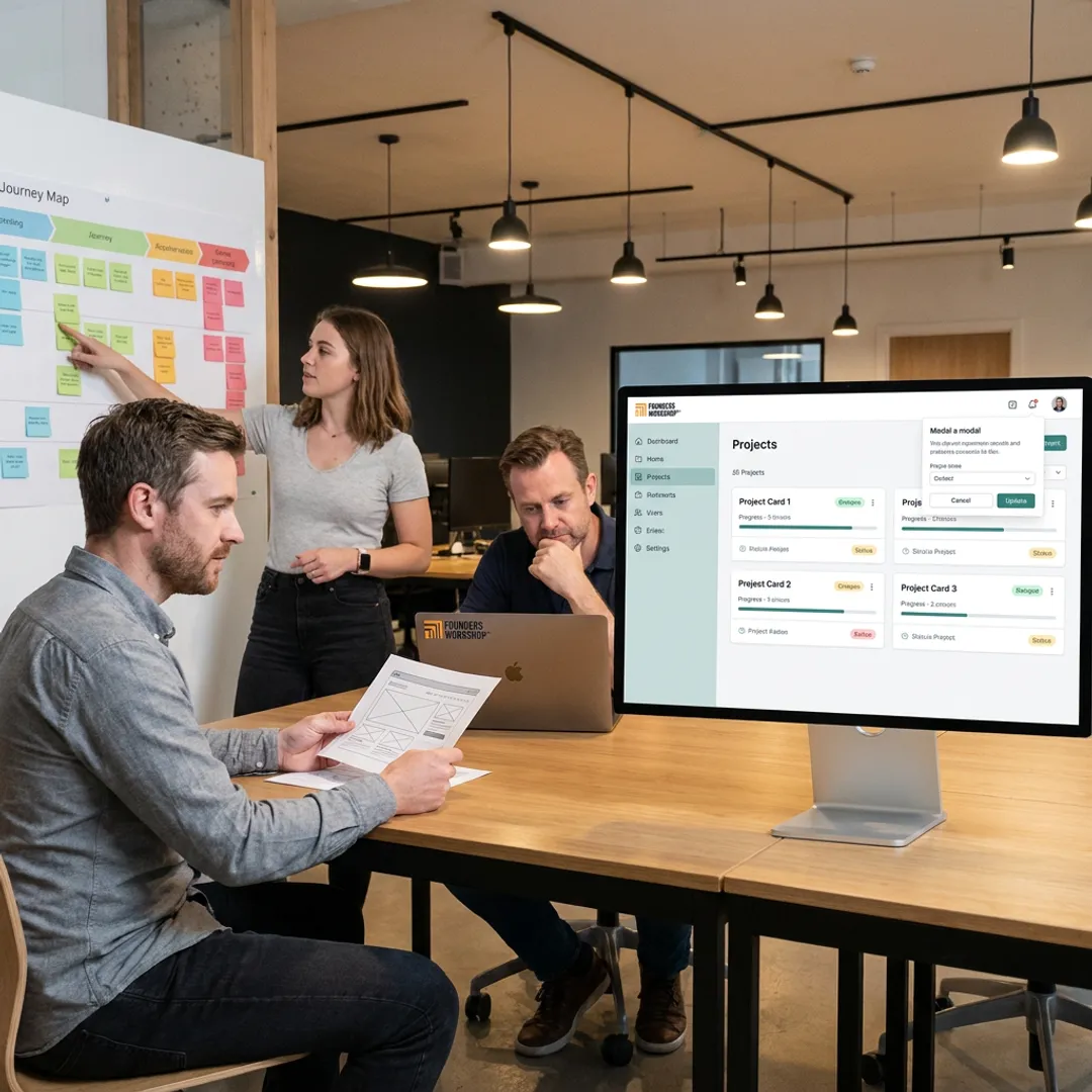 UX team reviewing prototype screens