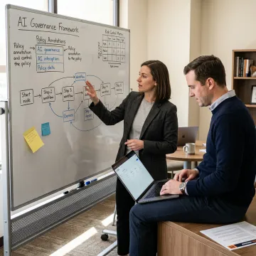 Consulting team mapping an AI governance process