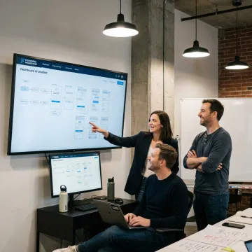 Software team planning AI healthcare chatbot workflow