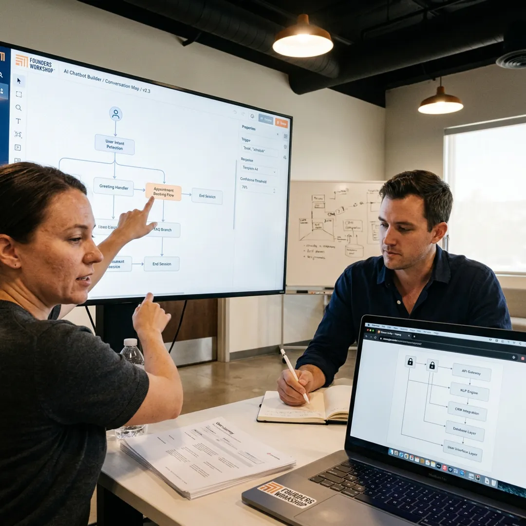 Team planning an AI chatbot development workflow