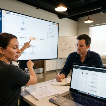 Team planning an AI chatbot development workflow