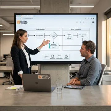 Team planning an AI prior authorization automation workflow