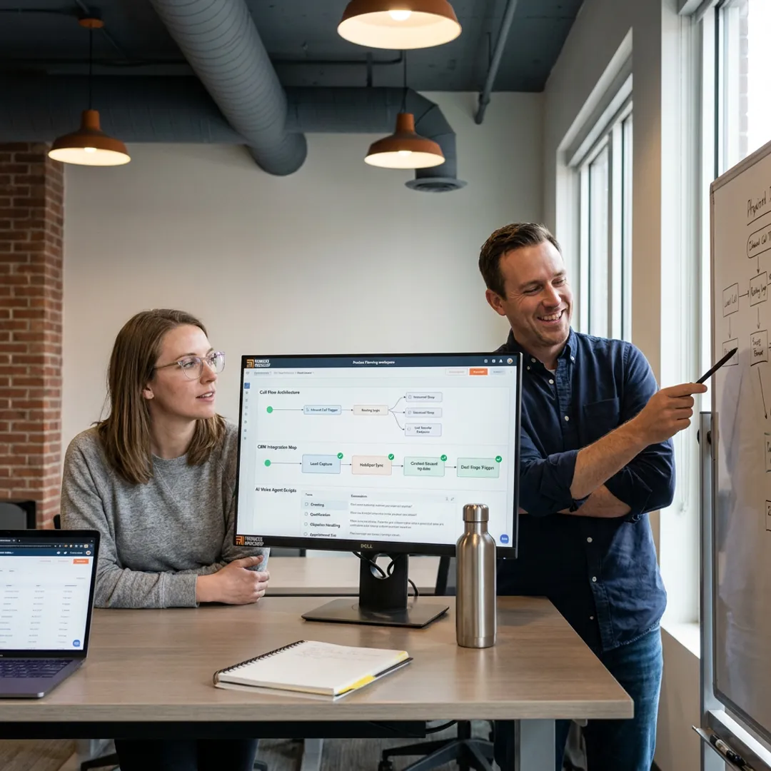 Team designing an AI voice agent workflow