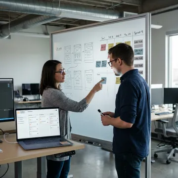 Software team planning a web development process