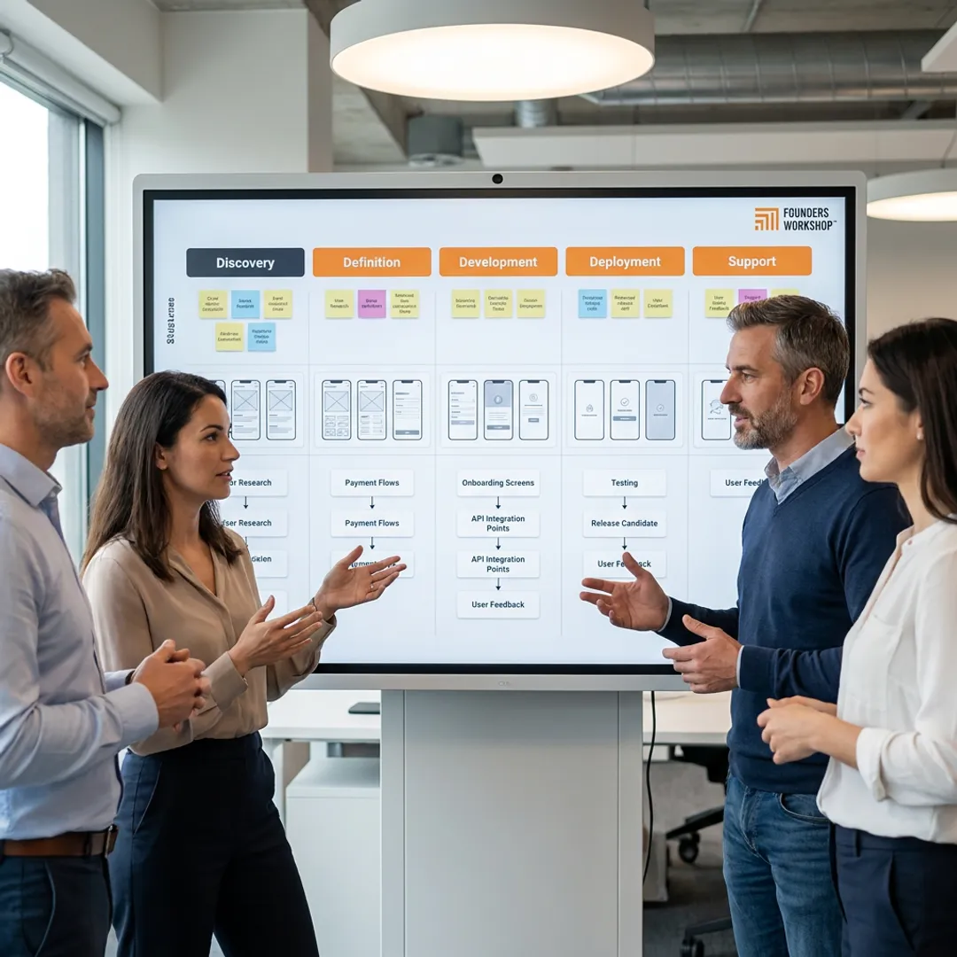 Fintech software development process planning session