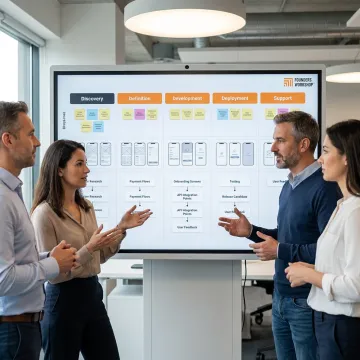 Fintech software development process planning session
