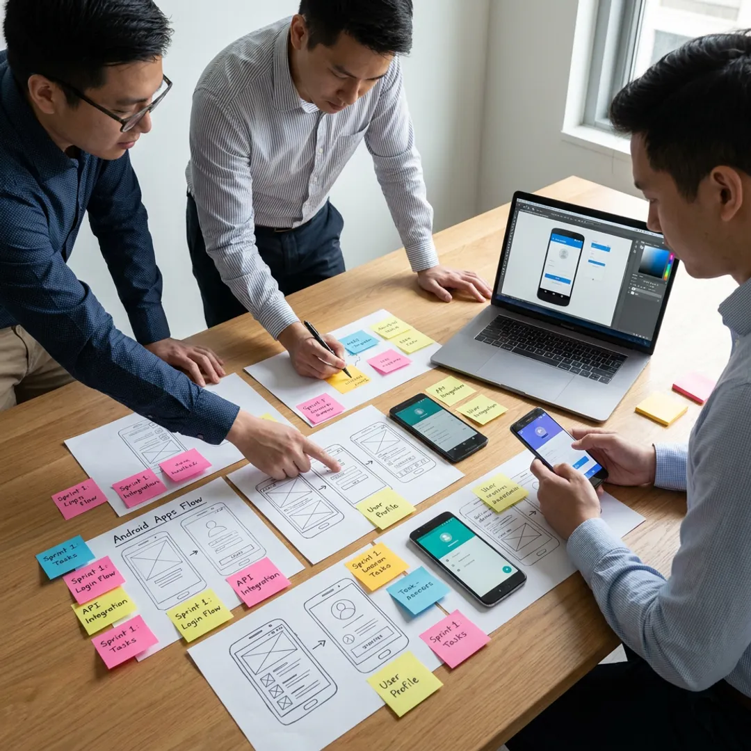 Android app development process planning session