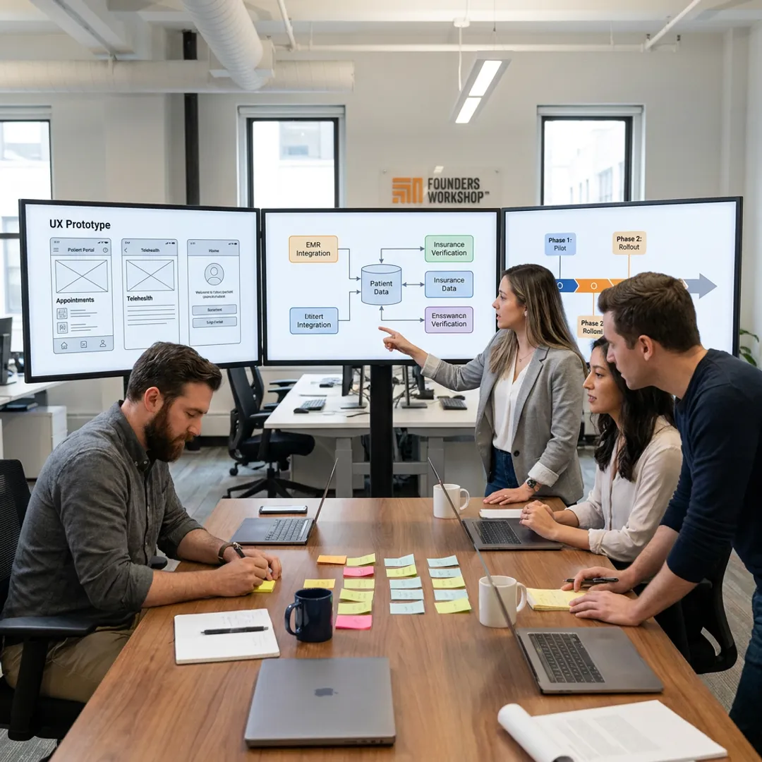 Team planning a healthcare AI software roadmap