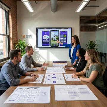 Software team planning real estate app workflow