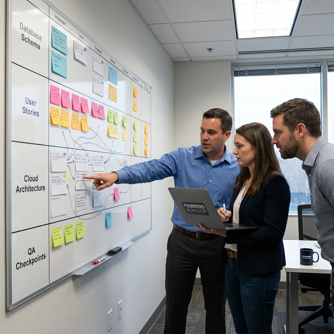 Team planning a custom database development process