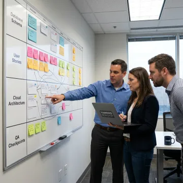 Team planning a custom database development process