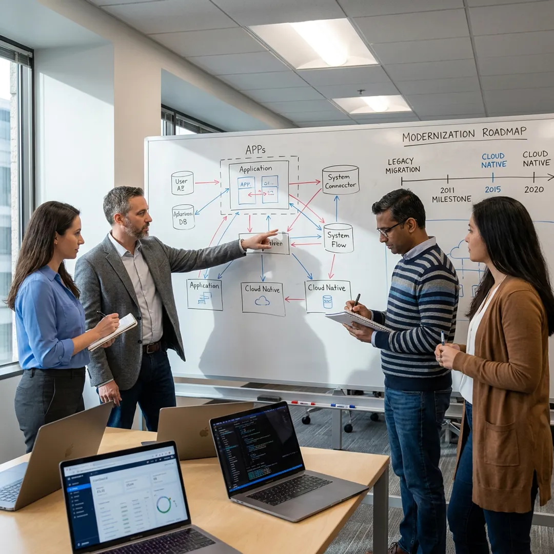 Software team mapping a modernization roadmap