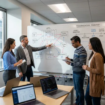 Software team mapping a modernization roadmap