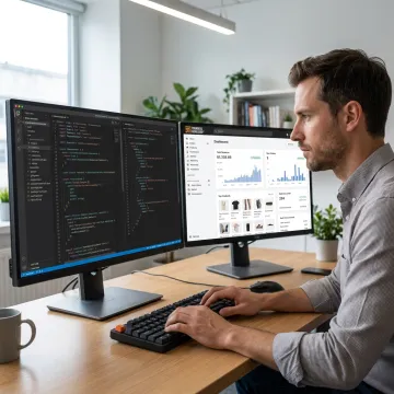 Developer building a custom Shopify app