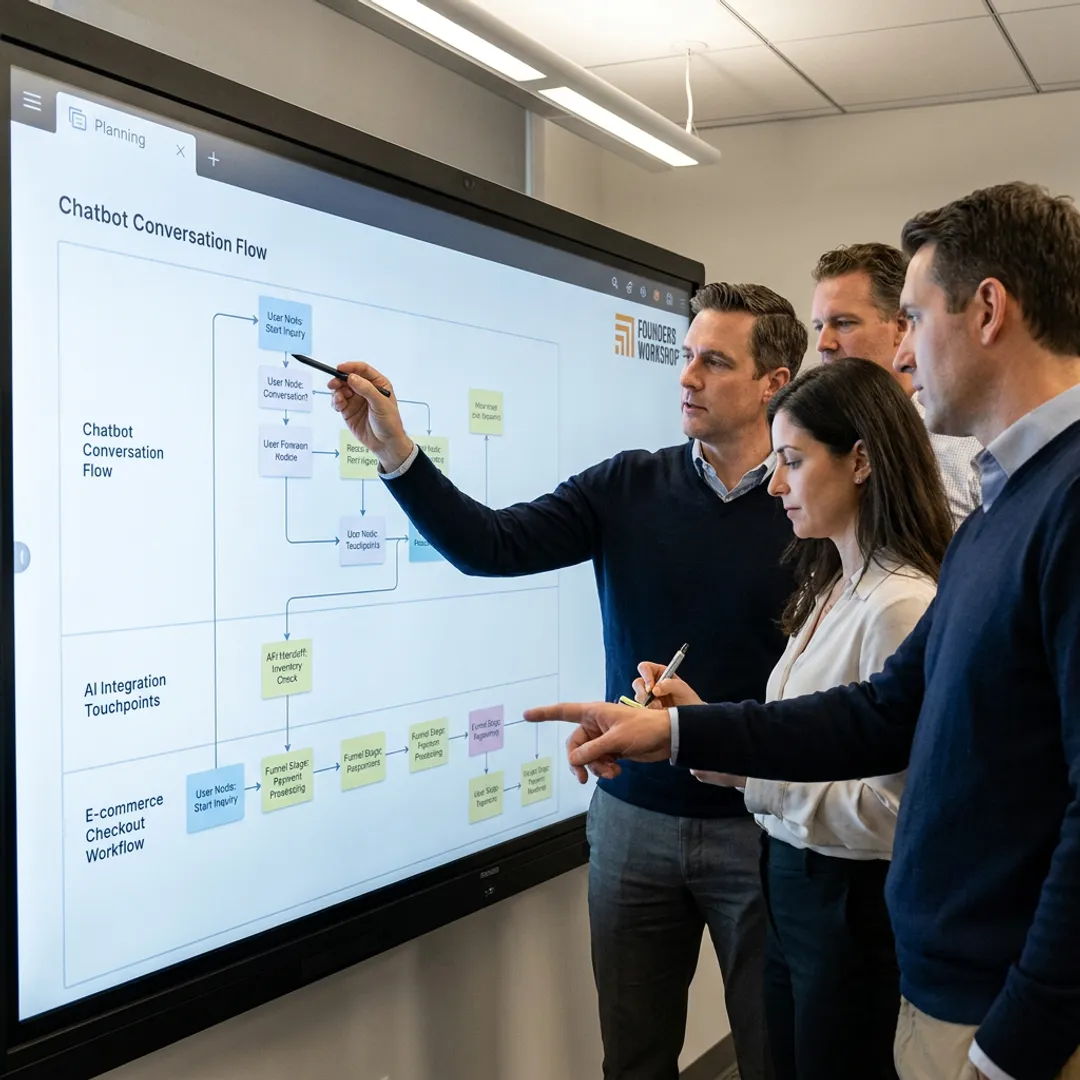 Team planning an AI chatbot development workflow
