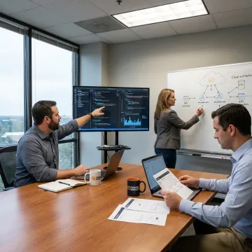 Web application development team planning a scalable product