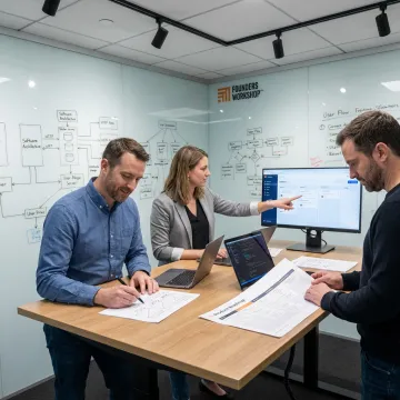 Web application development team planning a software product